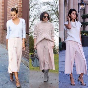 INTERMIX Exclusive Wide Leg Culottes Pants Cream S